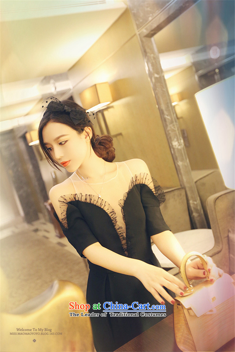 Hsbc Holdings plc Ming cards with large autumn 2015, sexy black bare shoulders gauze lace short-sleeved gown of the forklift truck dresses long skirt black S Sau San Picture, prices, brand platters! The elections are supplied in the national character of distribution, so action, buy now enjoy more preferential! As soon as possible.