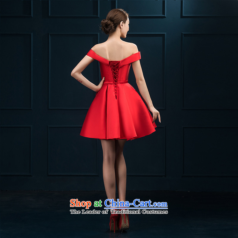 2015 summer evening dresses new Korean word large red shoulder code graphics thin marriages short, bows to tailor-made red be no refund, embroidered bride shopping on the Internet has been pressed.