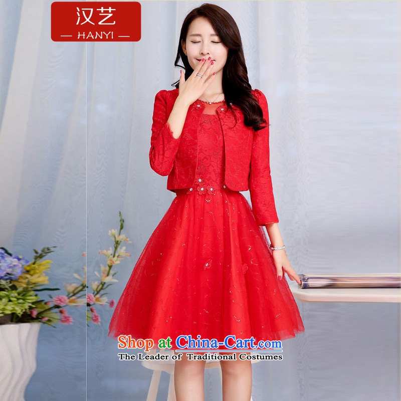 The Seoul Arts autumn 2015 new wedding dress lace hook flower dresses bows service bridal dresses bridesmaid skirts and red XXXL Package