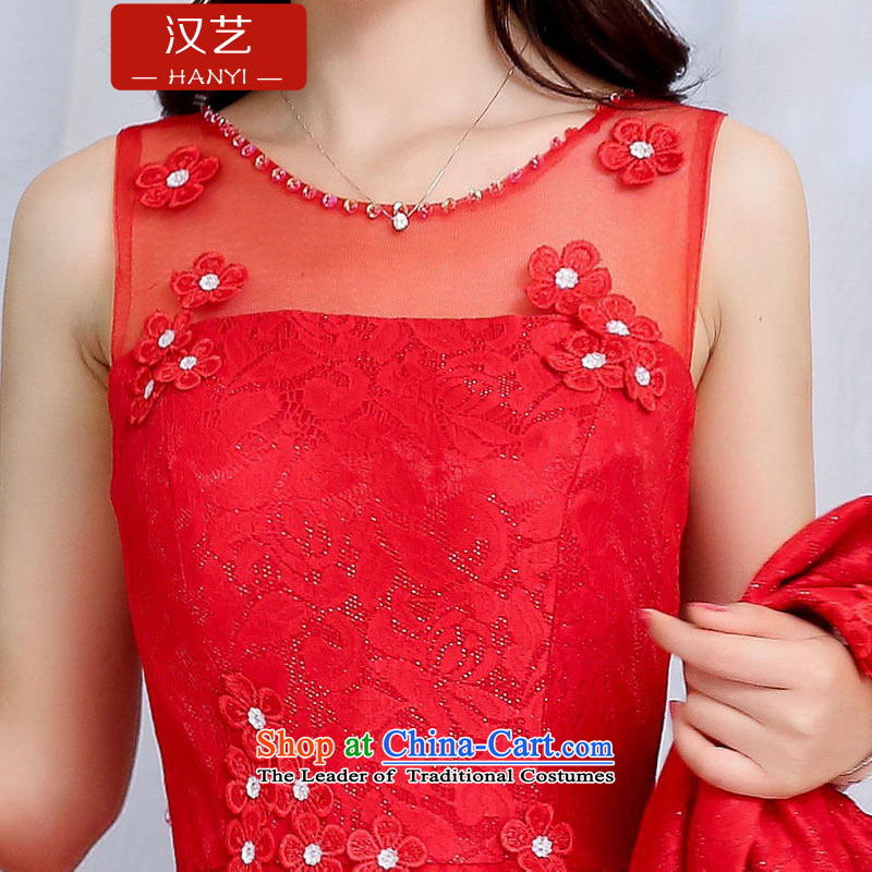 The Seoul Arts autumn 2015 new wedding dress lace hook flower dresses bows service bridal dresses bridesmaid skirt package and red XXXL, Han-yi , , , shopping on the Internet