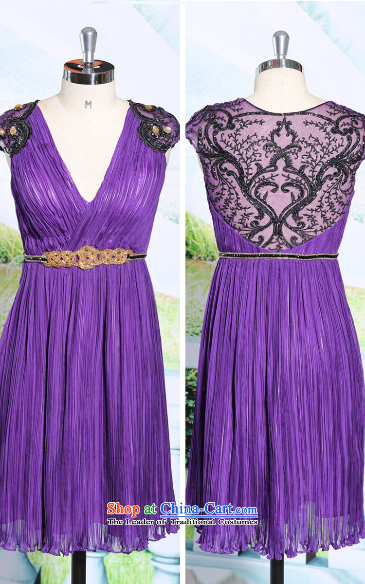 Doris Qi shoulders V-Neck small Dress Short of purple Sau San banquet apron skirt 6135 purple L picture, prices, brand platters! The elections are supplied in the national character of distribution, so action, buy now enjoy more preferential! As soon as possible.