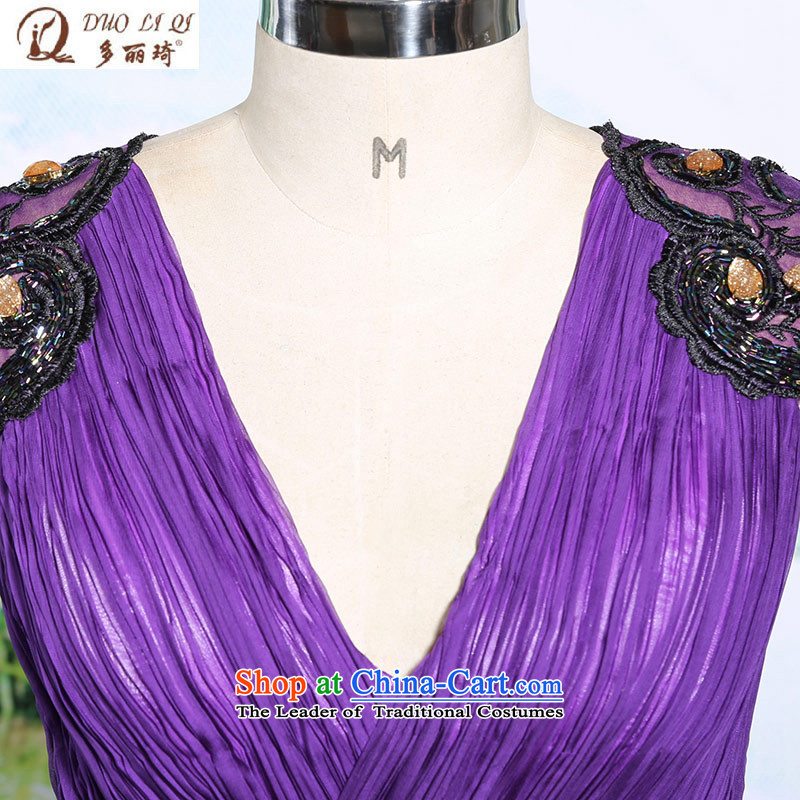 Doris Qi shoulders V-Neck small Dress Short of purple Sau San banquet apron skirt 6135 purple , L, Doris Qi (doris dress) , , , shopping on the Internet