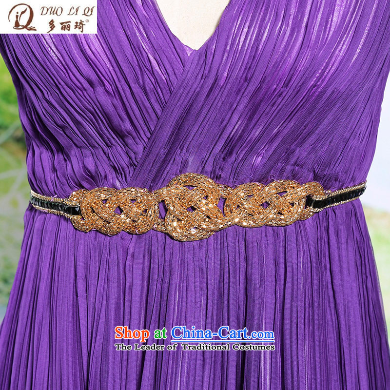 Doris Qi shoulders V-Neck small Dress Short of purple Sau San banquet apron skirt 6135 purple , L, Doris Qi (doris dress) , , , shopping on the Internet