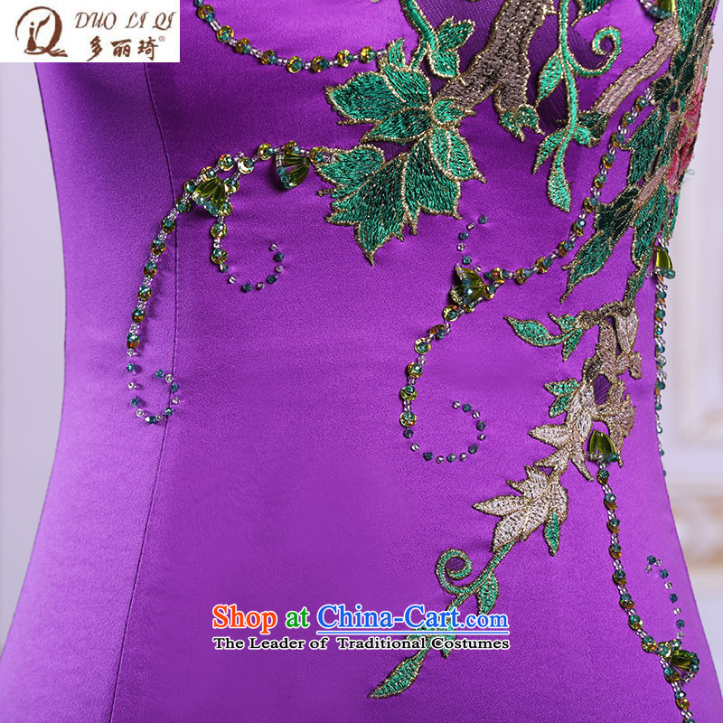 Doris Qi Qipao) embroidery crowsfoot Sau San evening dresses noble purple long gown 31315) Purple XXL, Doris Qi (doris dress) , , , shopping on the Internet