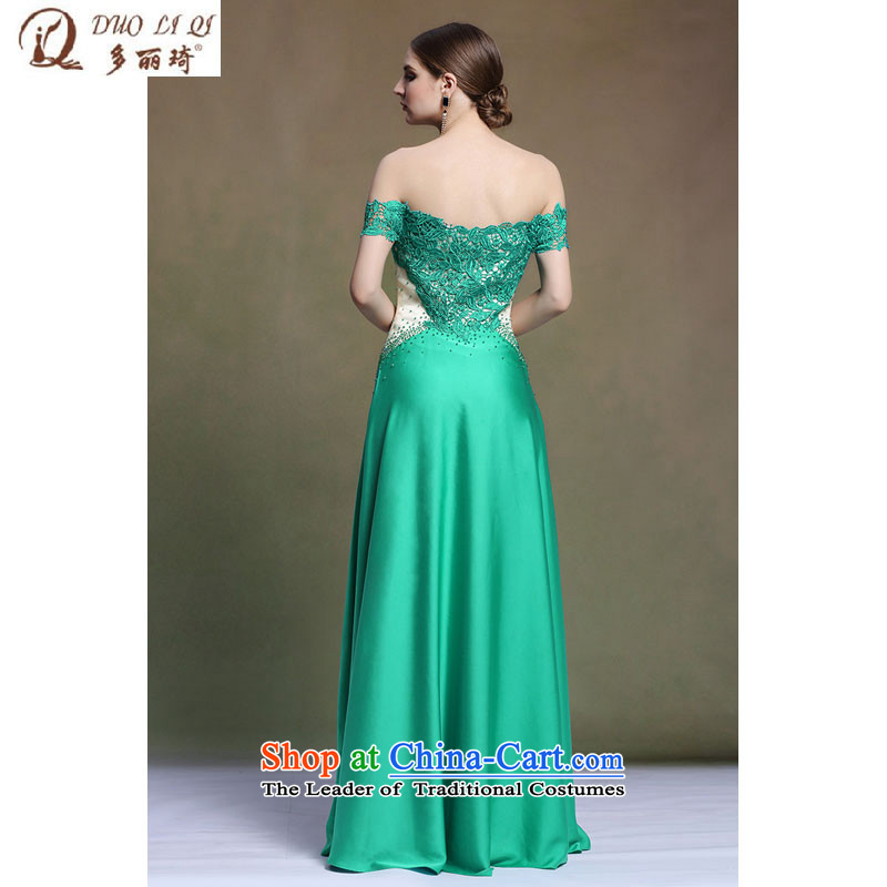 Doris Qi western dress to drag the green long word shoulder banquet dress  31328 Green , L, Doris Qi (doris dress) , , , shopping on the Internet