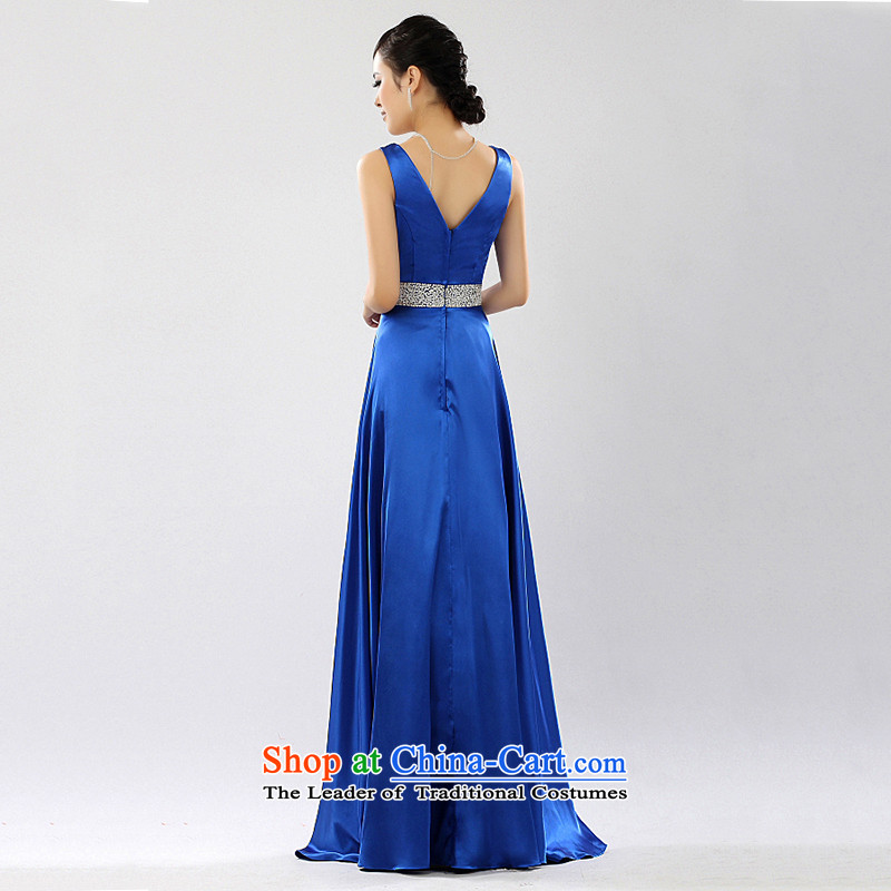Summer 2015 new long stylish shoulders evening dresses bride bows services chorus services moderator dress female blue XXXL, Gil beautiful shopping on the Internet has been pressed.