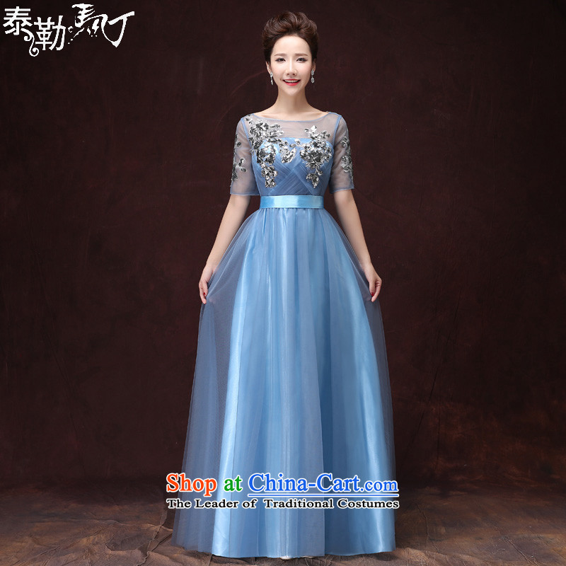 Martin Taylor marriages Annual Dinner of the bows services show bridesmaid dress Wedding 2015 new blue skirt summer female light blue M