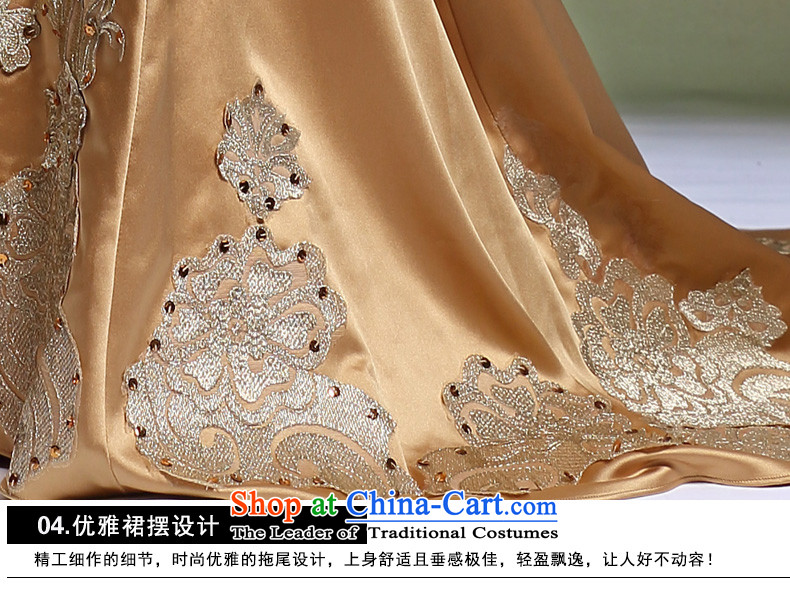 Doris Qi long crowsfoot champagne color bride bows to Sau San tail evening dress etiquette, declares NUMBER OF champagne color M picture, prices, brand platters! The elections are supplied in the national character of distribution, so action, buy now enjoy more preferential! As soon as possible.
