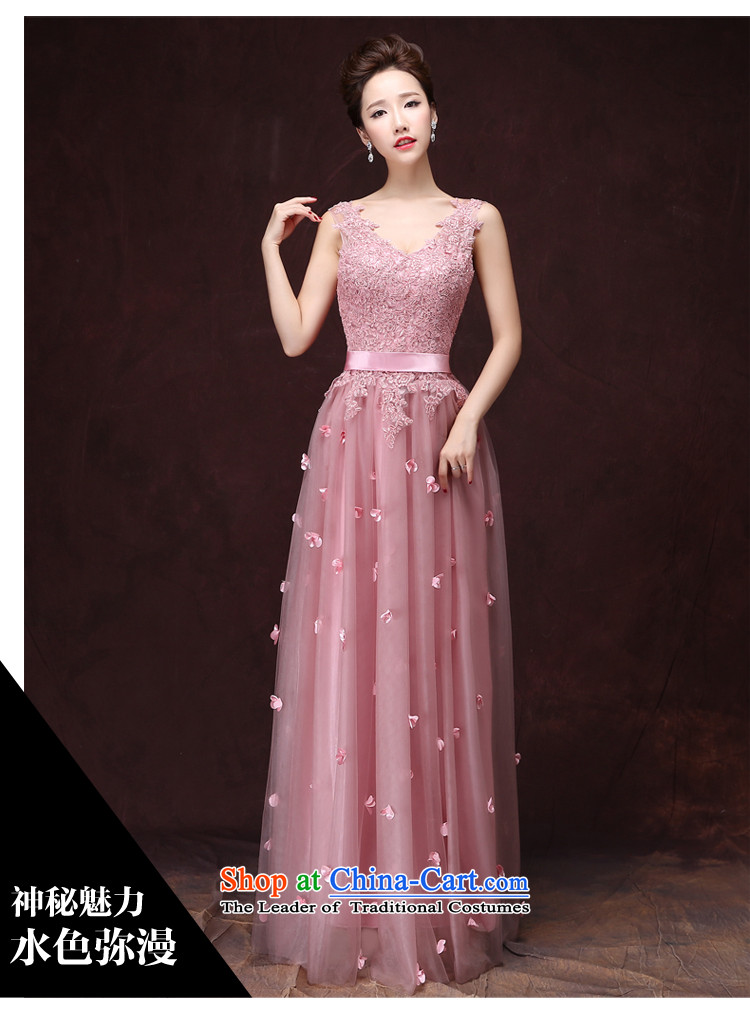 Martin Taylor pink bridesmaid services 2015 new V-Neck shoulders flowers evening dresses wedding bride bows long service pink dresses M picture, prices, brand platters! The elections are supplied in the national character of distribution, so action, buy now enjoy more preferential! As soon as possible.