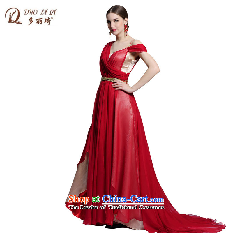 Doris Qi bride evening dresses back large small red tail V style serving 31346 bows red XXL, Doris Qi (doris dress) , , , shopping on the Internet