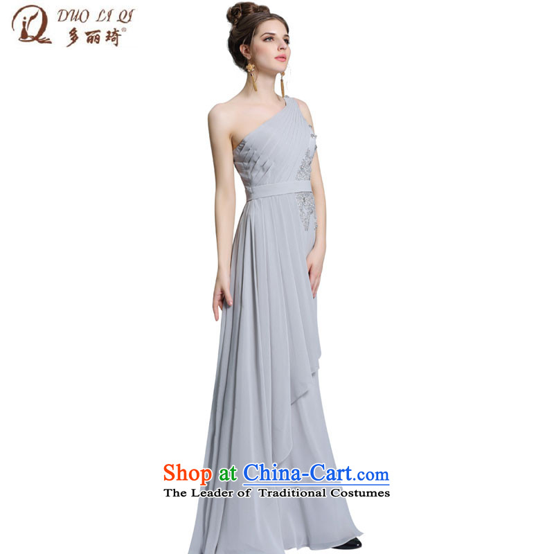 Doris Qi summer new dresses long skirt shoulder gray long evening dress who decorated banquet night) 31367 gray XL, Doris Qi (doris dress) , , , shopping on the Internet