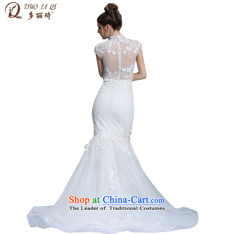 Doris Qi new wedding dresses western engraving collar dress Top Loin of Sau San long crowsfoot evening 31377 white XXL, Doris Qi (doris dress) , , , shopping on the Internet