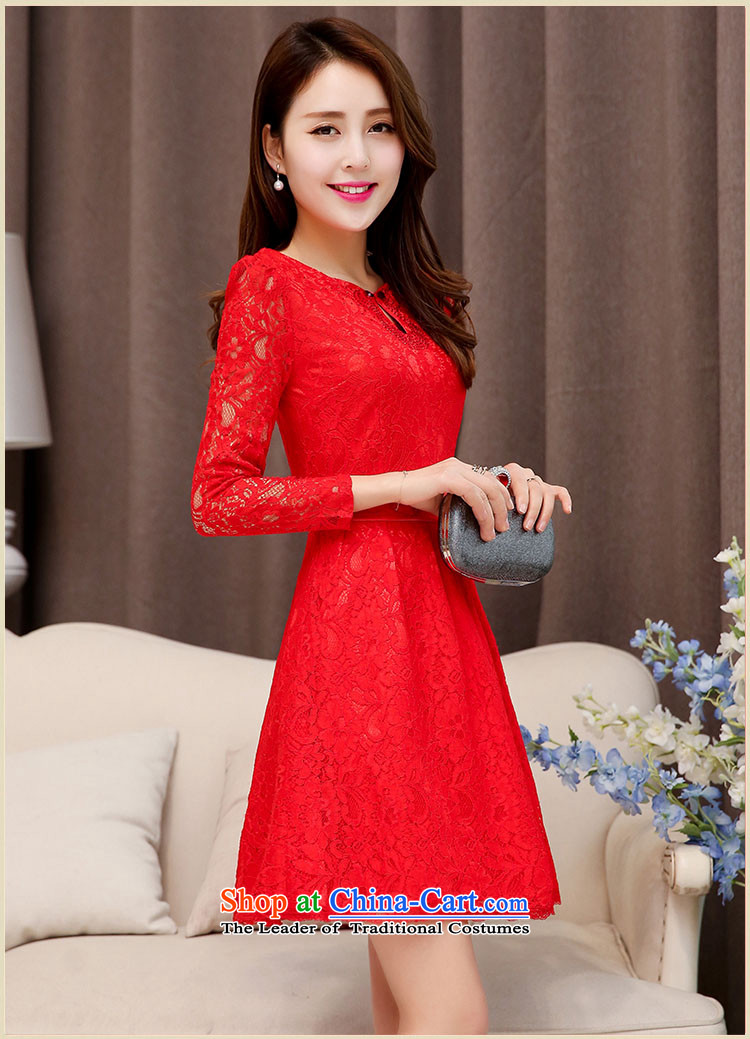 Nz man Cayman 2015 Chinese collar short of long-sleeved bridesmaid dress small red dress engraving lace A Skirt RED M picture, prices, brand platters! The elections are supplied in the national character of distribution, so action, buy now enjoy more preferential! As soon as possible.
