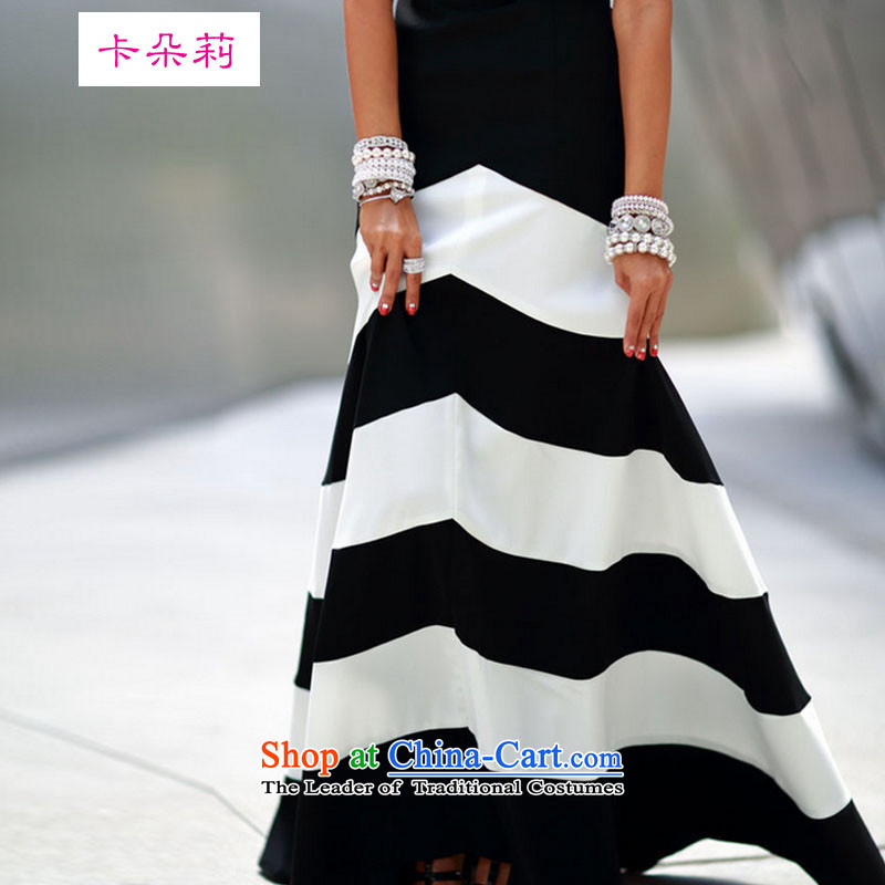 Card flower lei 2015 new monochrome streaks spell receive waist thin stylish sexy graphics long skirt dress Black XL, flower lei (KADUOLI card) , , , shopping on the Internet