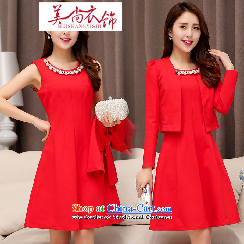 The United States is still clothing spring and autumn new stylish Korean Female dress brides jacket small wedding dress bows back door onto the skirt women rose red XXL, us yet clothing shopping on the Internet has been pressed.