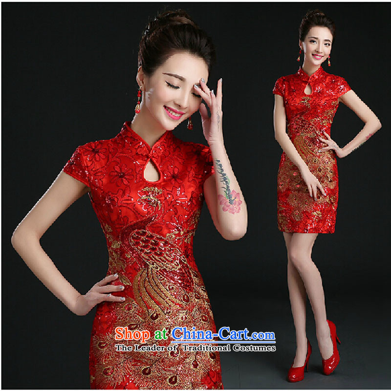 Pure Love bamboo yarn 2015 new red bride Wedding Dress Short of evening dresses evening drink service red shoulders qipao red XL Photo Sau San, prices, brand platters! The elections are supplied in the national character of distribution, so action, buy now enjoy more preferential! As soon as possible.