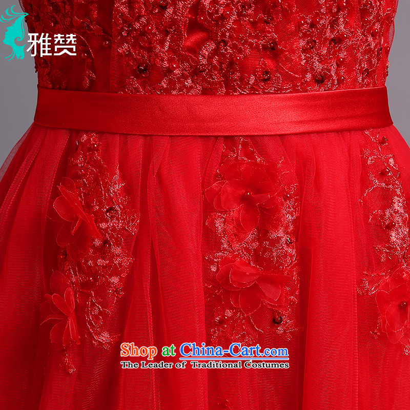 Jacob Chan bride wedding dress wedding services short-bows shoulder the new summer and fall of 2015, the lace on chip banquet evening dresses red straps, M, Jacob Chan (YAZAN) , , , shopping on the Internet