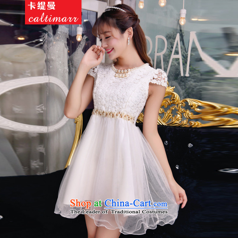 The Cayman 2015 Autumn economy card manually staple pearl diamond temperament and Sau San chest dresses bridesmaid groups dress skirt 8FFM White M card economy (caltimarr) , , , shopping on the Internet