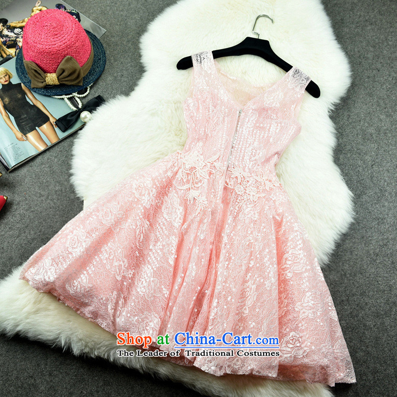 The new Euro 2015 Hami aristocratic temperament bride bridesmaid presided over the Korean version of the annual session of 7801 pink dress skirt XL, blue rain butterfly according to , , , shopping on the Internet