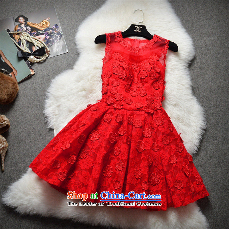 Hami 2015 boutique dress in-the-know temperament decals bon bon princess skirt dress bridesmaid to skirt JC1296 apricot M