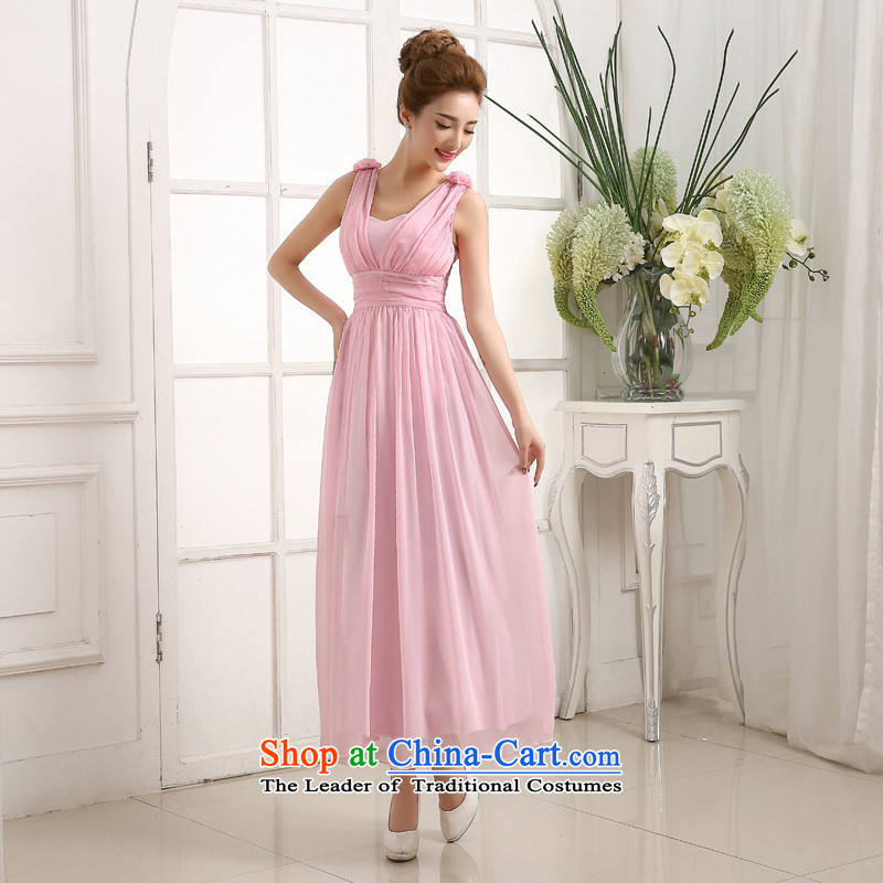 Mano-hwan, marriages bows dress shoulders bridesmaid evening dress?2015 new long multi-color evening pink are code