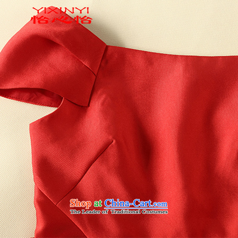 Yi Hsin Yi 2015 new Korean fashion the word   Graphics thin small red collar dress dresses female RED M Yi Hsin Yi (YIXINYI) , , , shopping on the Internet