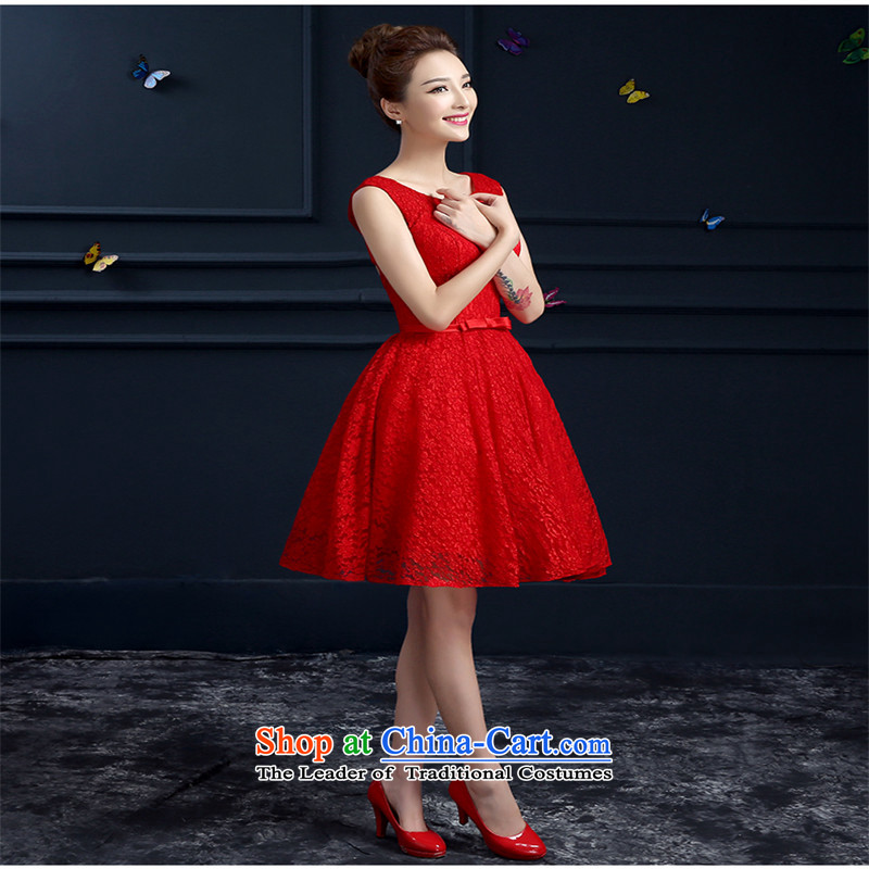 The new 2015 HUNNZ spring and summer is simple and stylish, bridal toasting champagne red dress uniform banquet RED?M