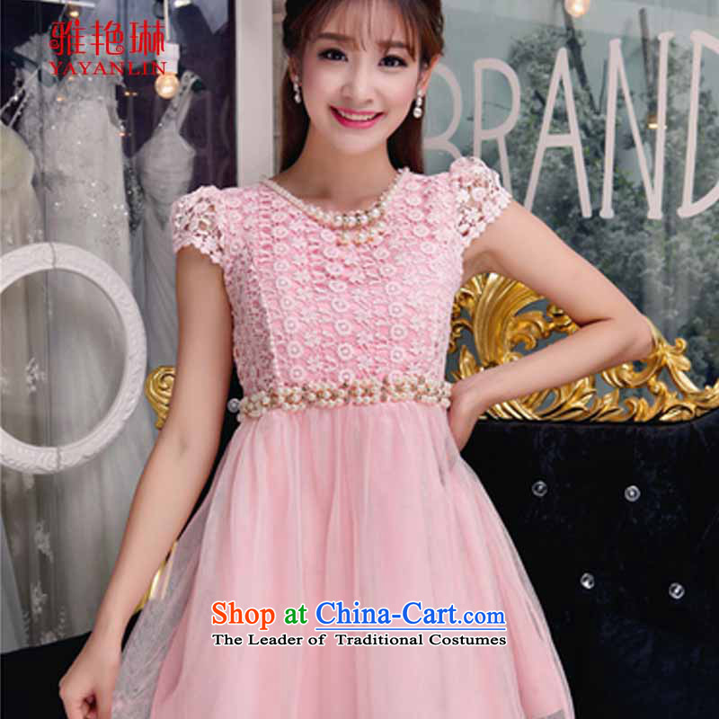 Ya Yun Lin autumn 2015 new temperament Sau San V-Neck lace dresses stitching irregular dresses female white M Nga Yun Lin (YAYANLIN) , , , shopping on the Internet