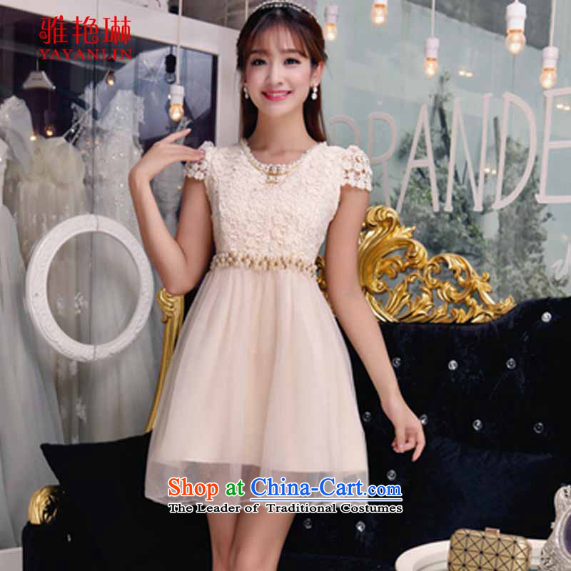 Ya Yun Lin autumn 2015 new temperament Sau San V-Neck lace dresses stitching irregular dresses female white M Nga Yun Lin (YAYANLIN) , , , shopping on the Internet