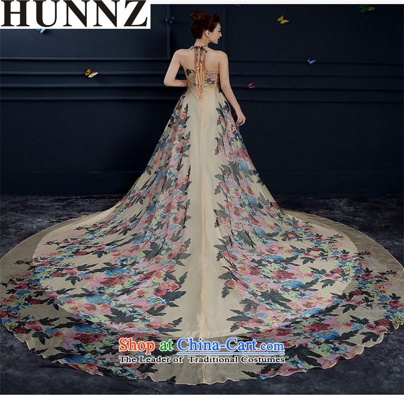The new 2015 HUNNZ Stylish spring and summer-long history of minimalist tail large banquet dinner dress photo color XL