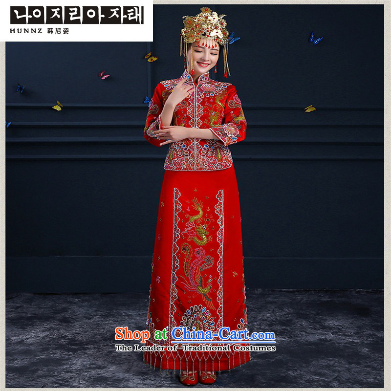 The spring and summer of 2015 New hannizi wedding gown of Qipao Chinese wedding dress Bridal Services XL, Korea bows red and postures (hannizi) , , , shopping on the Internet