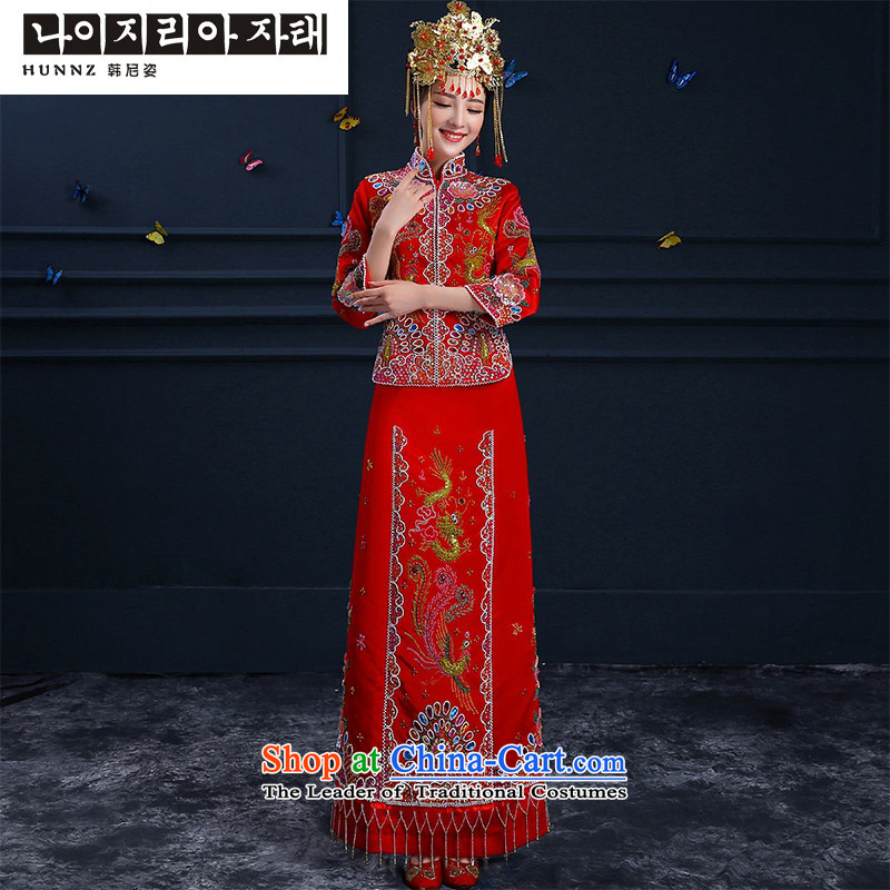 The spring and summer of 2015 New hannizi wedding gown of Qipao Chinese wedding dress Bridal Services XL, Korea bows red and postures (hannizi) , , , shopping on the Internet