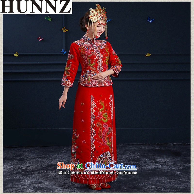 The spring and summer of 2015 New HUNNZ) Wedding dress bride bows wedding gown services qipao Chinese Sau Wo Service Red M,HUNNZ,,, shopping on the Internet
