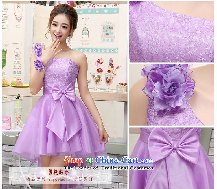 Yong-yeon and banquet evening dresses 2015 Summer new stylish shoulder purple mission sister bridesmaid mission in a small dress short skirt lilac bush chest M picture, prices, brand platters! The elections are supplied in the national character of distribution, so action, buy now enjoy more preferential! As soon as possible.