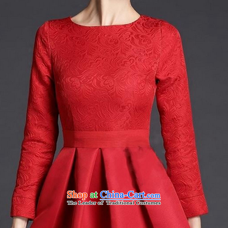 The International Standard 2015 large red dress married women serving drink autumn and winter jackets annual long-sleeved red dress banquet XL, international standard has been pressed shopping on the Internet