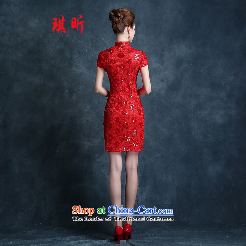 Xin Qi marriages qipao bows services 2015 new evening dresses red Stylish retro Sau San improved short skirt red S, Qi Xin , , , shopping on the Internet