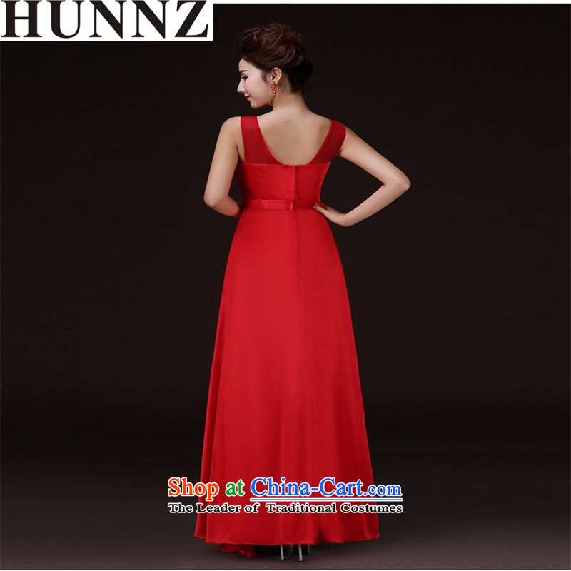 The new 2015 HUNNZ spring and summer stylish red shoulders bride dress banquet service red S,HUNNZ,,, bows shopping on the Internet