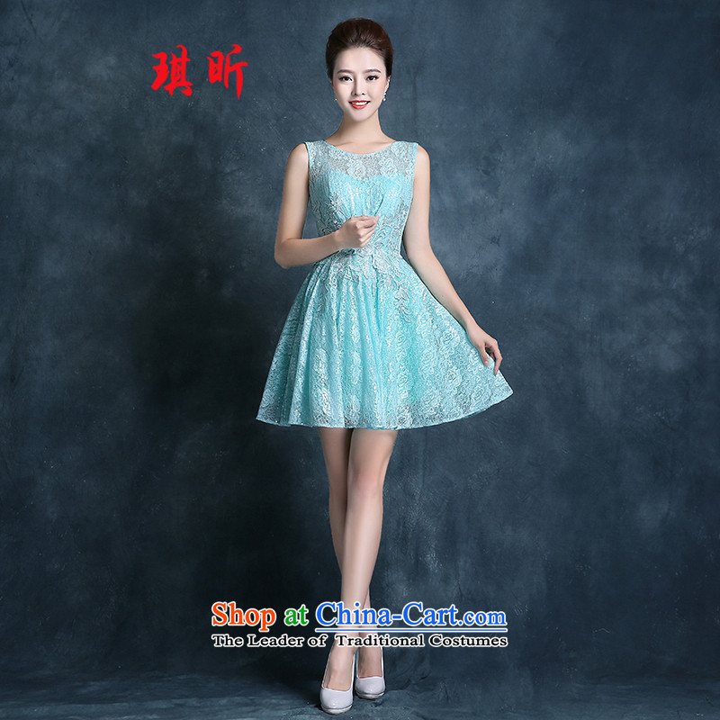 Xin Qi 2015 new bridesmaid mission dress sister skirt bridesmaid summer short of services performed evening dress small dress skyblue L