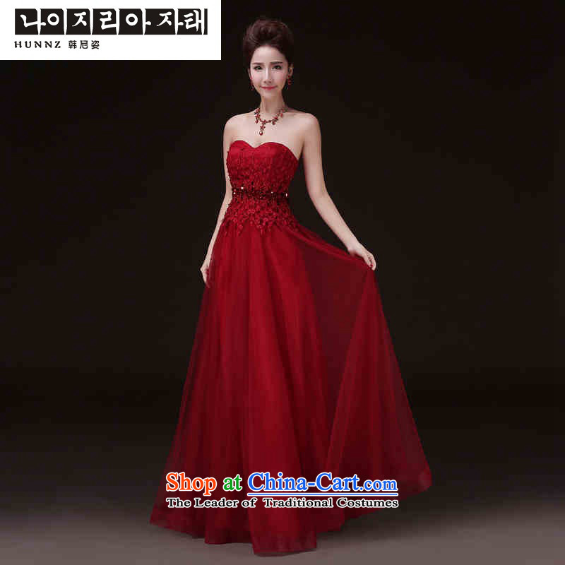 The spring and summer of 2015 New hannizi_ to a high standard and style red dress wiping the chest banquet long bride dress RED M