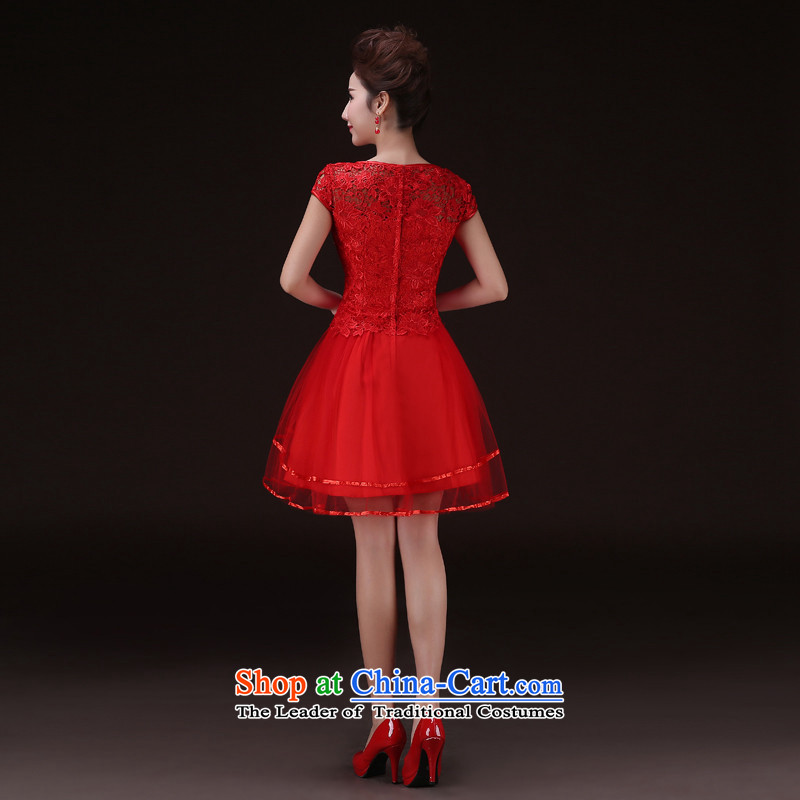 The new 2015 HUNNZ spring and summer one field and the relatively short time of red shoulder banquet evening dresses bride dress bows services red L,HUNNZ,,, shopping on the Internet