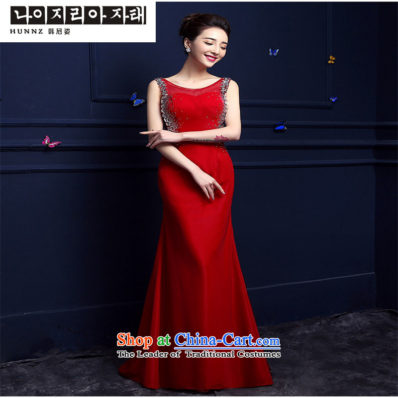The spring and summer of 2015 New hannizi) bows Service Bridal Red Tail stylish evening long gown RED M Won banquet, Gigi Lai (hannizi) , , , shopping on the Internet