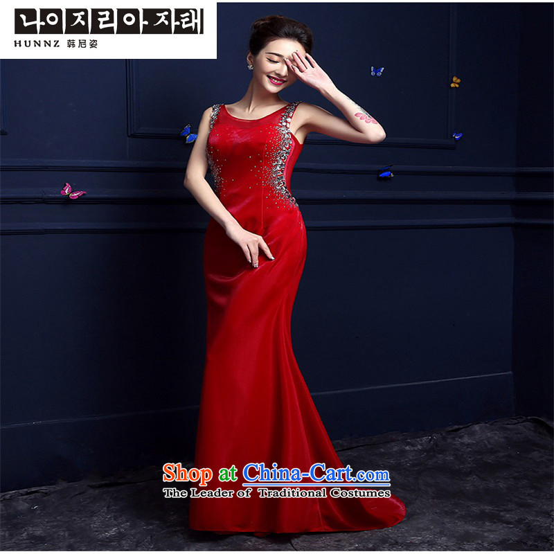 The spring and summer of 2015 New hannizi) bows Service Bridal Red Tail stylish evening long gown RED M Won banquet, Gigi Lai (hannizi) , , , shopping on the Internet