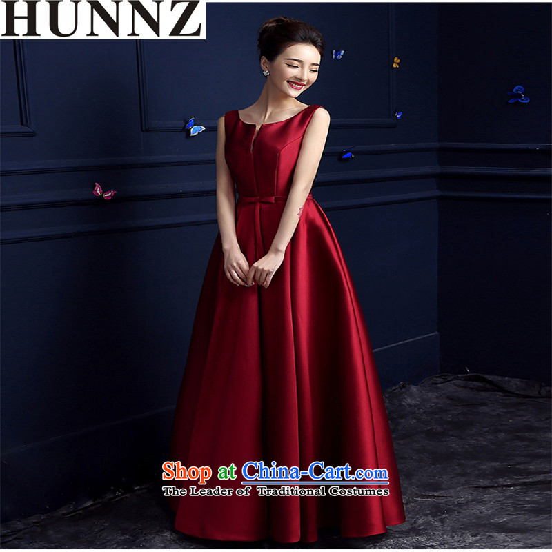    The bride HUNNZ dress 2015 Spring/Summer new stylish length) bridesmaid service banquet evening dresses wine red long M,HUNNZ,,, shopping on the Internet
