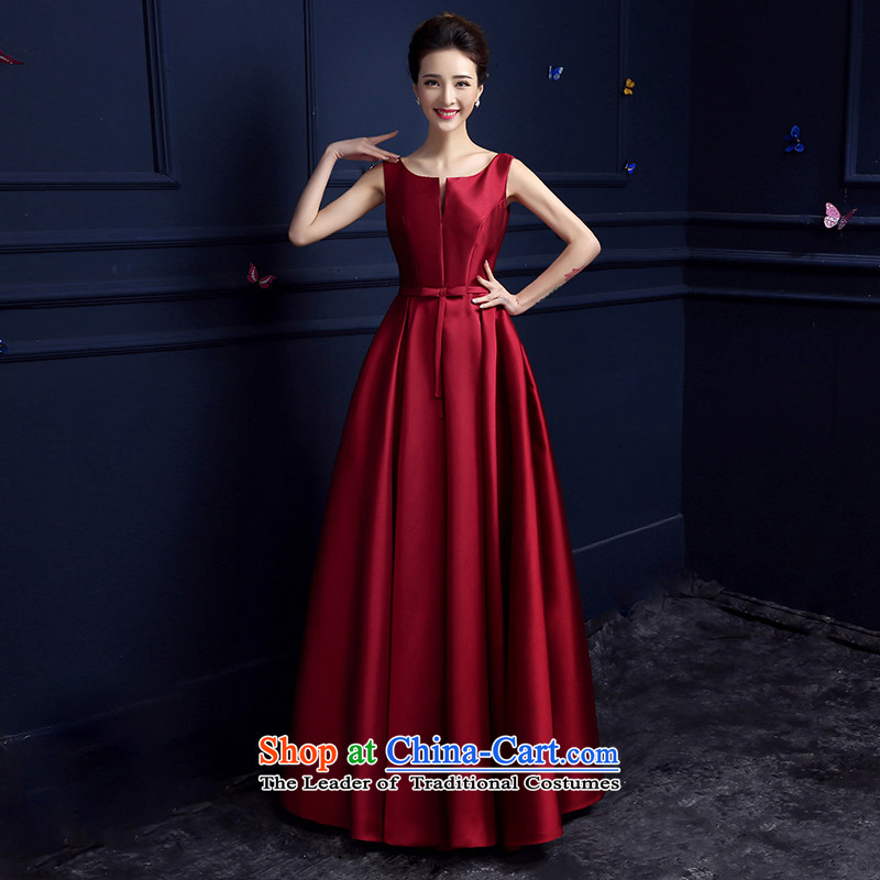    The bride HUNNZ dress 2015 Spring/Summer new stylish length) bridesmaid service banquet evening dresses wine red long M,HUNNZ,,, shopping on the Internet