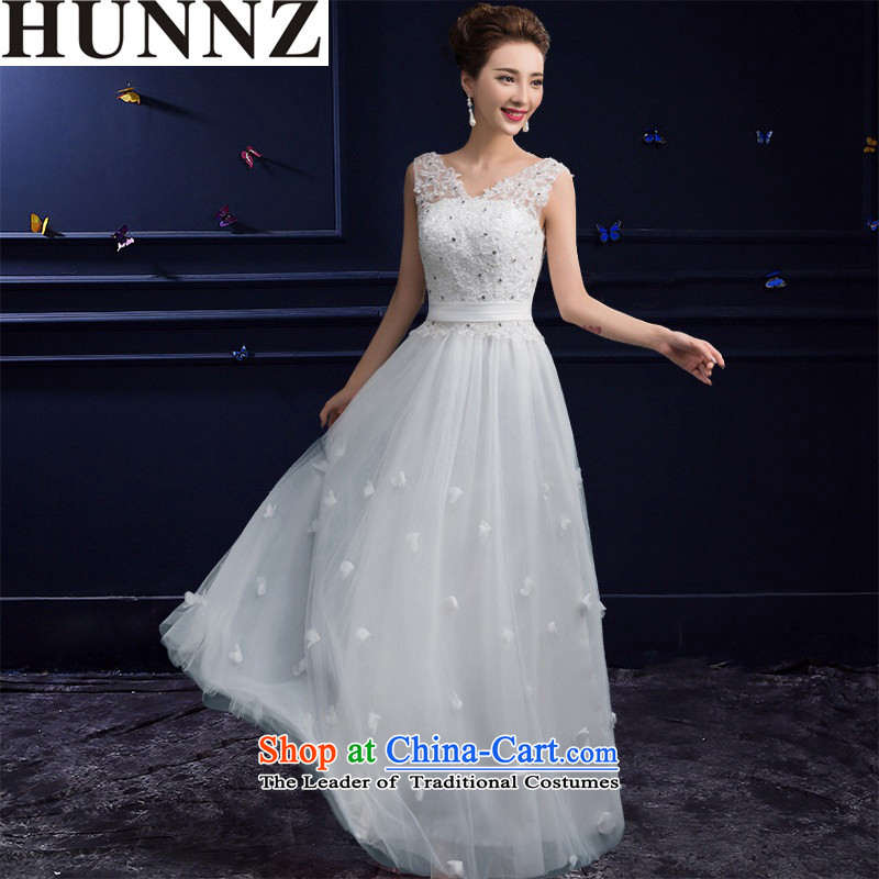 The new 2015 HUNNZ spring and summer stylish red double-shoulder length of wedding dress uniform white M,HUNNZ,,, banquet bows shopping on the Internet
