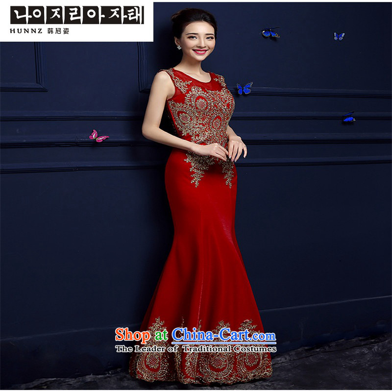 The spring and summer of 2015 New hannizi) Bride bows services long shoulders red lace banquet dress of Korea Red XXL, crowsfoot Gigi Lai (hannizi) , , , shopping on the Internet