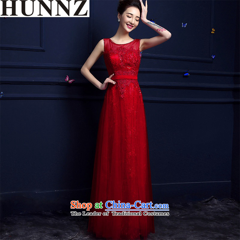 The new 2015 HUNNZ spring and summer Korean Red shoulders stylish banquet dress bridal dresses bows services red XL,HUNNZ,,, shopping on the Internet