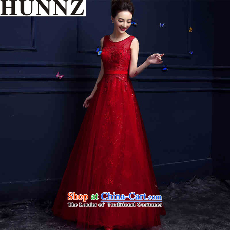 The new 2015 HUNNZ spring and summer Korean Red shoulders stylish banquet dress bridal dresses bows services red XL,HUNNZ,,, shopping on the Internet
