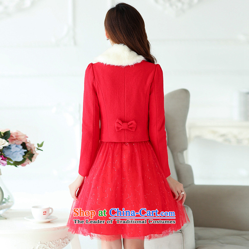 Although the United States 2015 Ju autumn and winter new wedding banquet marriages bows dress code women lace dresses two kits red , L-Ju-mi (RUCIMEI gave) , , , shopping on the Internet