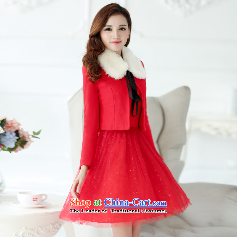 Although the United States 2015 Ju autumn and winter new wedding banquet marriages bows dress code women lace dresses two kits red , L-Ju-mi (RUCIMEI gave) , , , shopping on the Internet